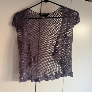 Lilac crochet cardigan with sequins